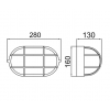 Aplique oval de aluminio y vidrio, hasta 100W, IP54